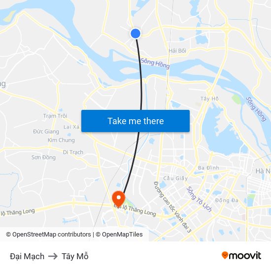 Đại Mạch to Tây Mỗ map