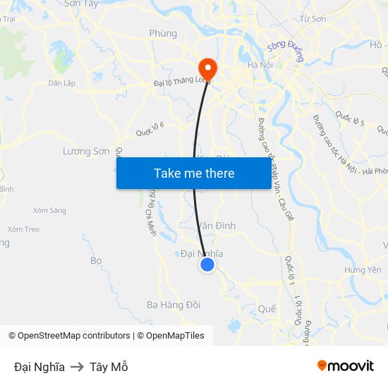 Đại Nghĩa to Tây Mỗ map