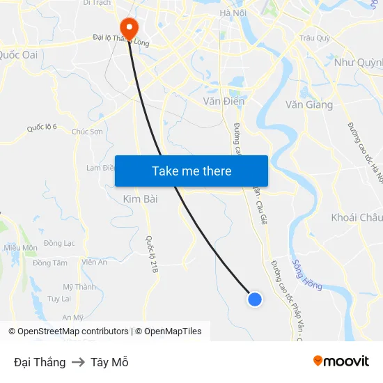 Đại Thắng to Tây Mỗ map