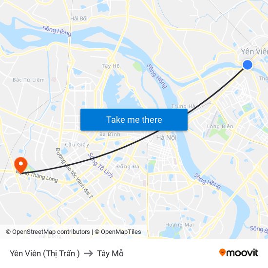 Yên Viên (Thị Trấn ) to Tây Mỗ map