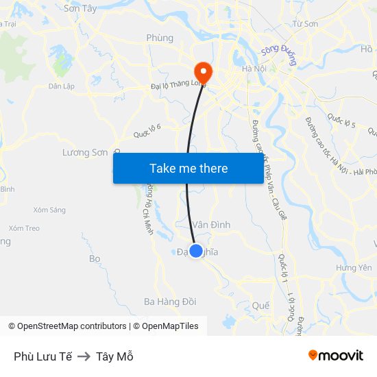 Phù Lưu Tế to Tây Mỗ map