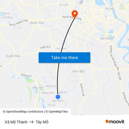 Xã Mỹ Thành to Tây Mỗ map