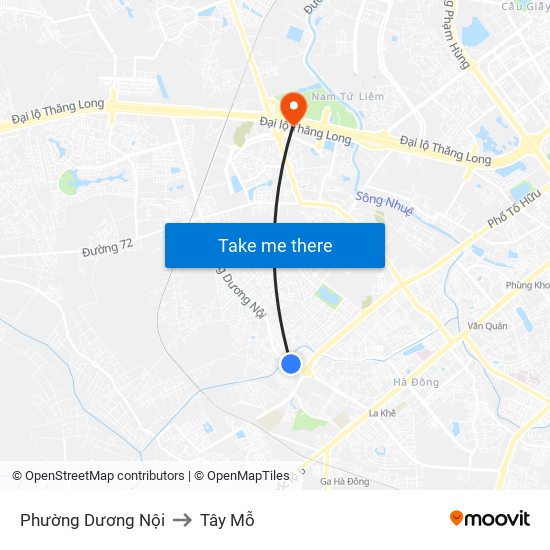 Phường Dương Nội to Tây Mỗ map