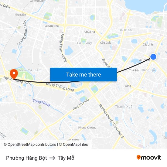 Phường Hàng Bột to Tây Mỗ map