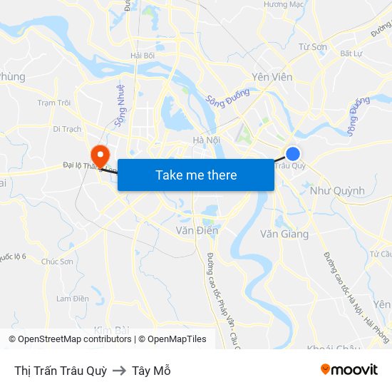 Thị Trấn Trâu Quỳ to Tây Mỗ map