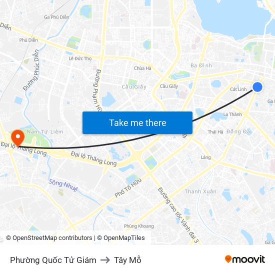 Phường Quốc Tử Giám to Tây Mỗ map