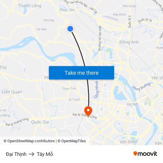 Đại Thịnh to Tây Mỗ map