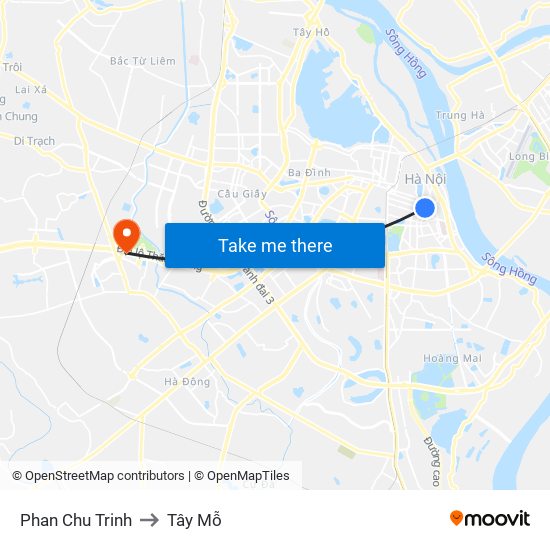 Phan Chu Trinh to Tây Mỗ map