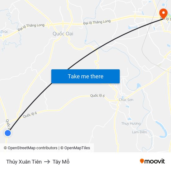 Thủy Xuân Tiên to Tây Mỗ map