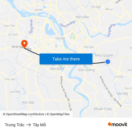 Trưng Trắc to Tây Mỗ map