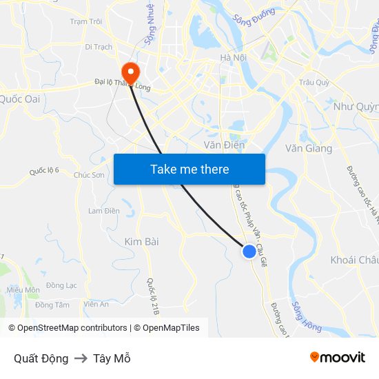 Quất Động to Tây Mỗ map