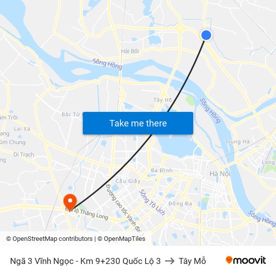 Ngã 3 Vĩnh Ngọc - Km 9+230 Quốc Lộ 3 to Tây Mỗ map