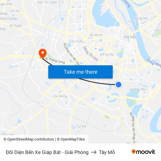 Đối Diện Bến Xe Giáp Bát - Giải Phóng to Tây Mỗ map