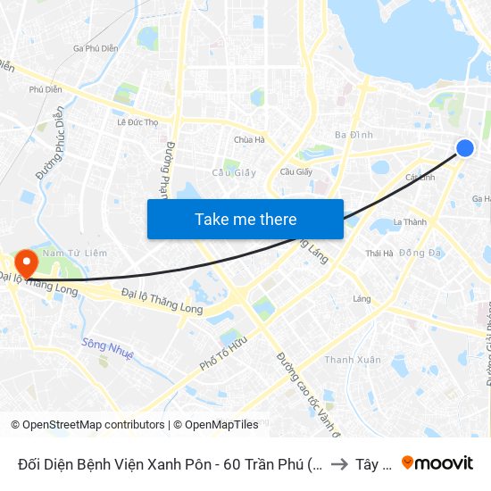 Đối Diện Bệnh Viện Xanh Pôn - 60 Trần Phú (Bộ Tư Pháp) to Tây Mỗ map