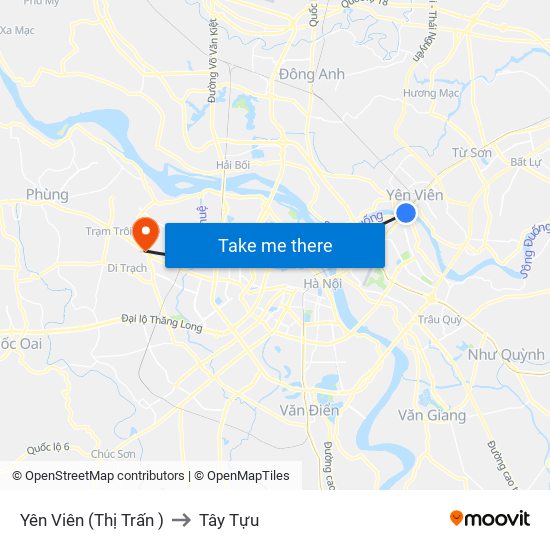 Yên Viên (Thị Trấn ) to Tây Tựu map