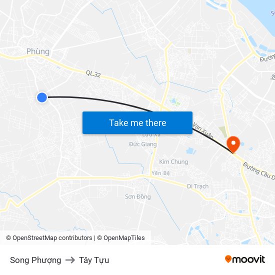 Song Phượng to Tây Tựu map