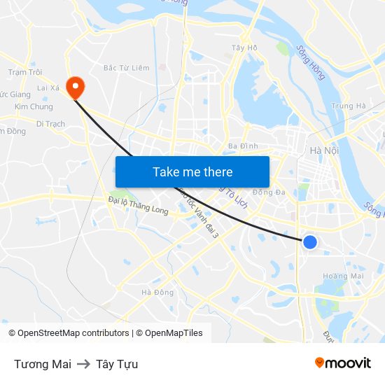 Tương Mai to Tây Tựu map