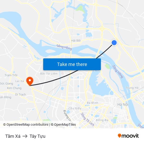 Tầm Xá to Tây Tựu map