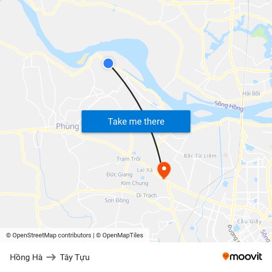 Hồng Hà to Tây Tựu map