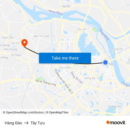 Hàng Đào to Tây Tựu map