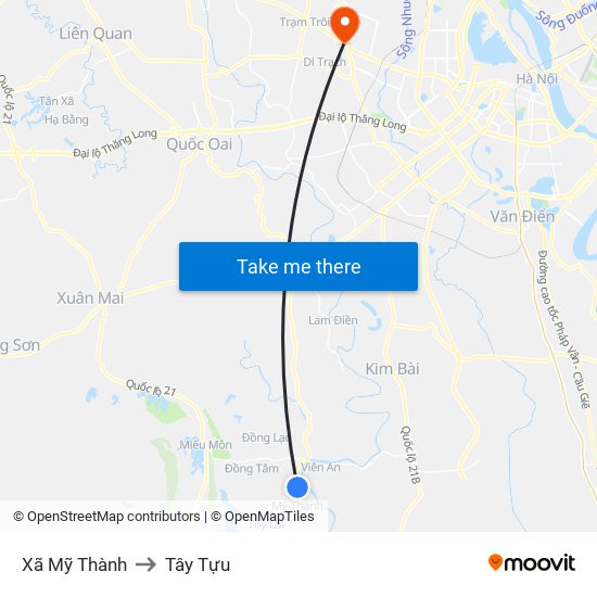 Xã Mỹ Thành to Tây Tựu map