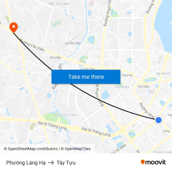 Phường Láng Hạ to Tây Tựu map