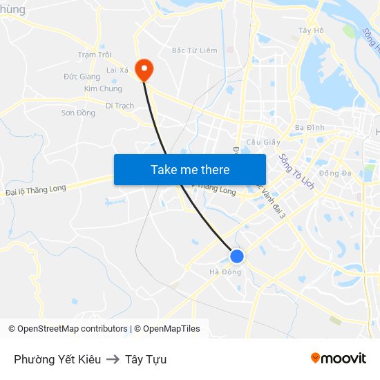 Phường Yết Kiêu to Tây Tựu map