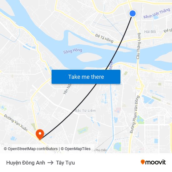 Huyện Đông Anh to Tây Tựu map