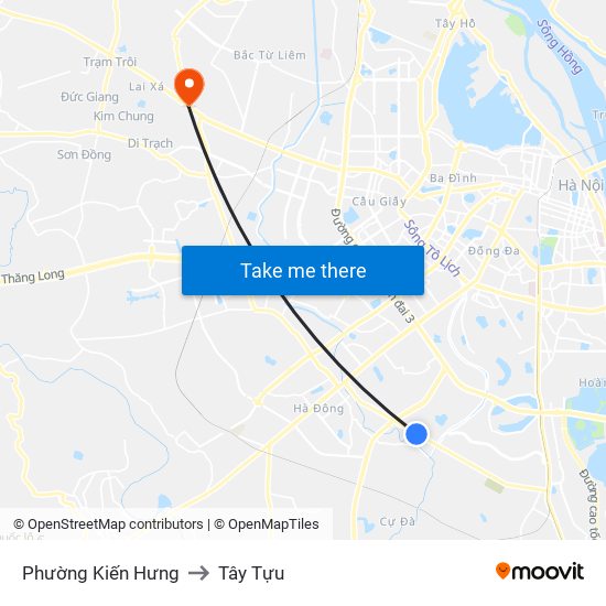 Phường Kiến Hưng to Tây Tựu map