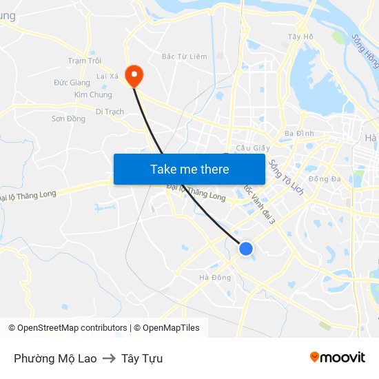 Phường Mộ Lao to Tây Tựu map