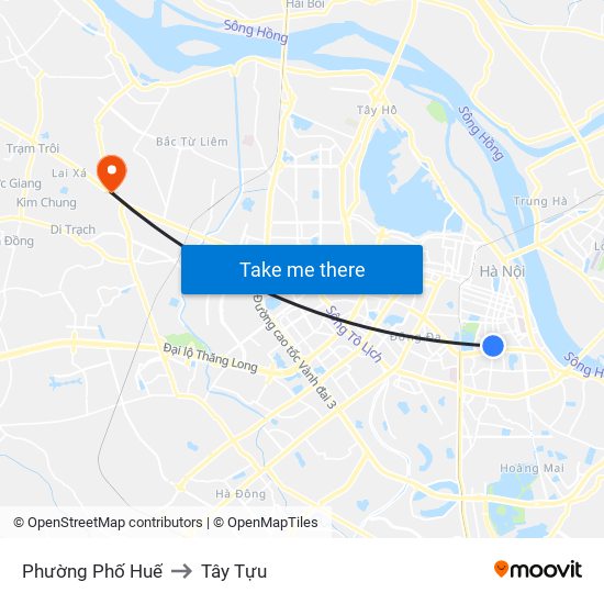 Phường Phố Huế to Tây Tựu map