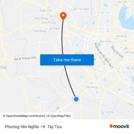 Phường Yên Nghĩa to Tây Tựu map