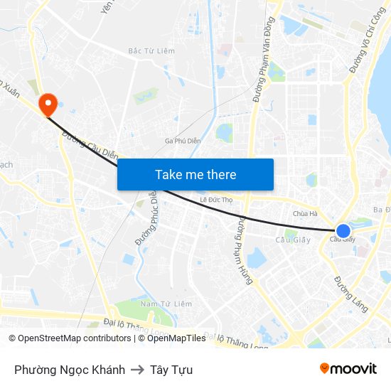 Phường Ngọc Khánh to Tây Tựu map