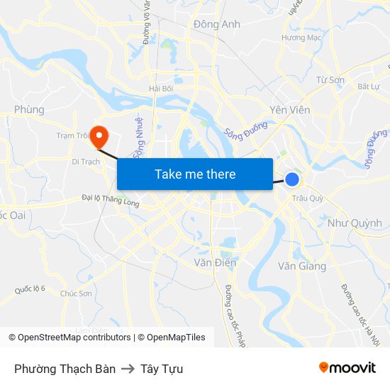 Phường Thạch Bàn to Tây Tựu map