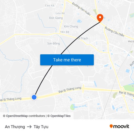 An Thượng to Tây Tựu map
