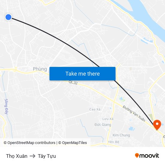 Thọ Xuân to Tây Tựu map