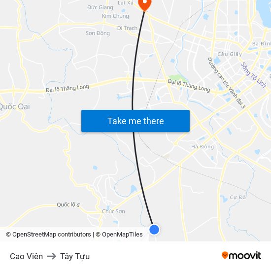 Cao Viên to Tây Tựu map