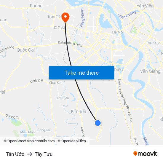 Tân Ước to Tây Tựu map