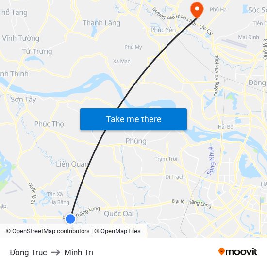 Đồng Trúc to Minh Trí map