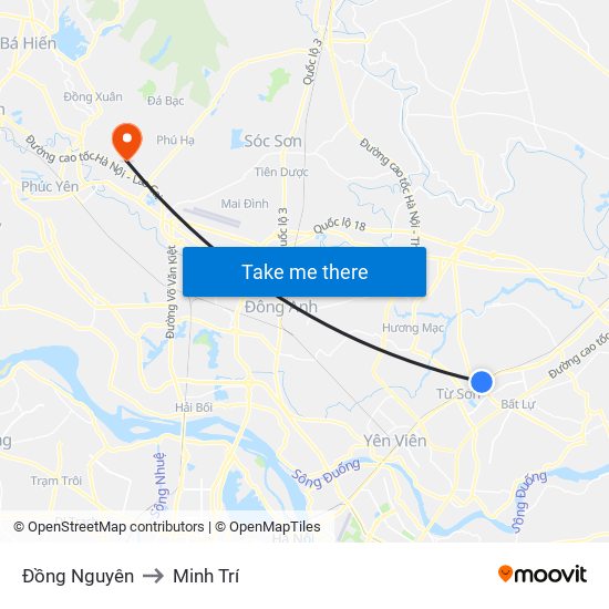 Đồng Nguyên to Minh Trí map