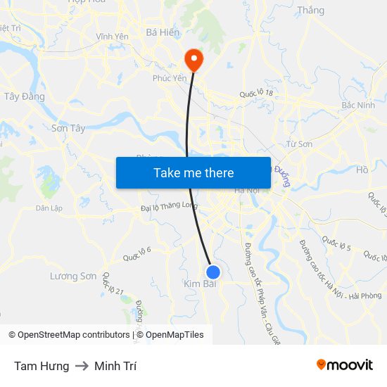 Tam Hưng to Minh Trí map