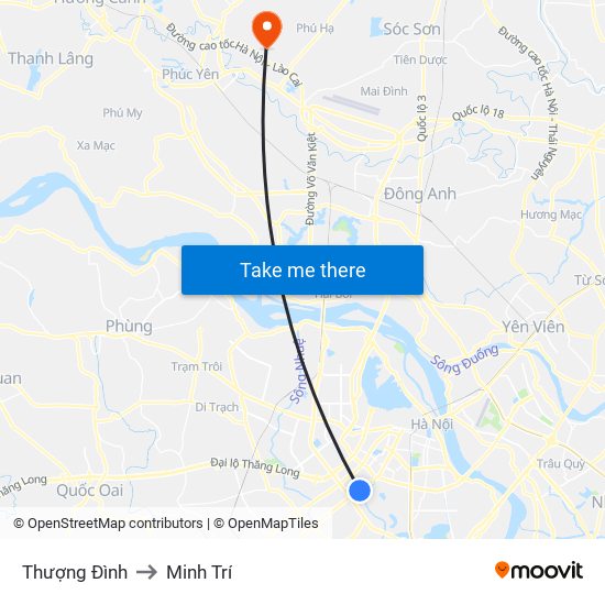 Thượng Đình to Minh Trí map