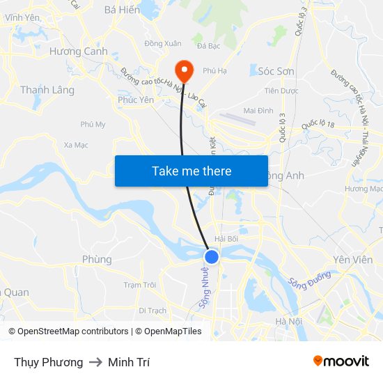 Thụy Phương to Minh Trí map