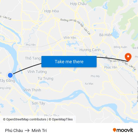 Phú Châu to Minh Trí map