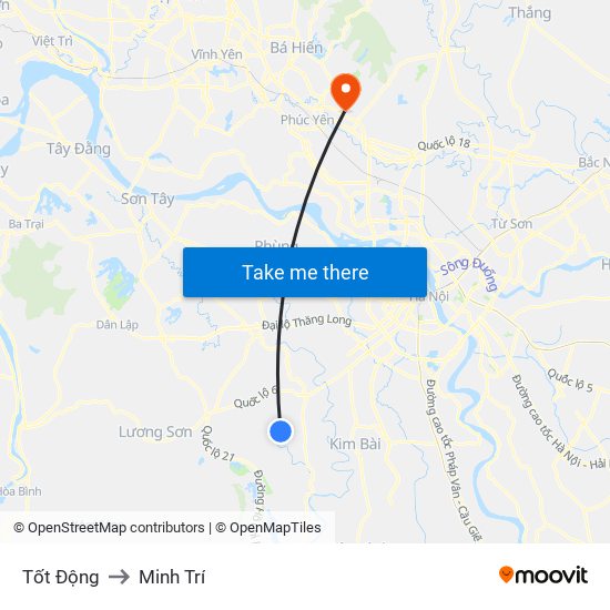 Tốt Động to Minh Trí map