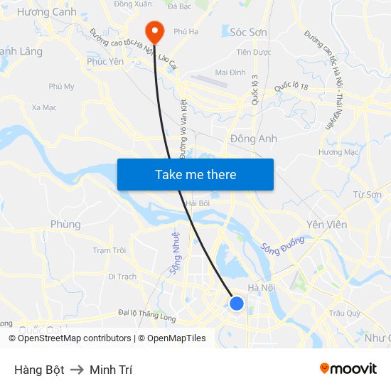 Hàng Bột to Minh Trí map