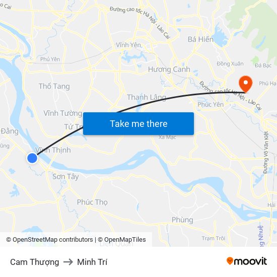 Cam Thượng to Minh Trí map