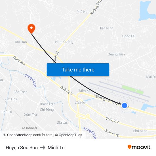 Huyện Sóc Sơn to Minh Trí map