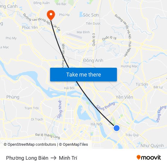 Phường Long Biên to Minh Trí map