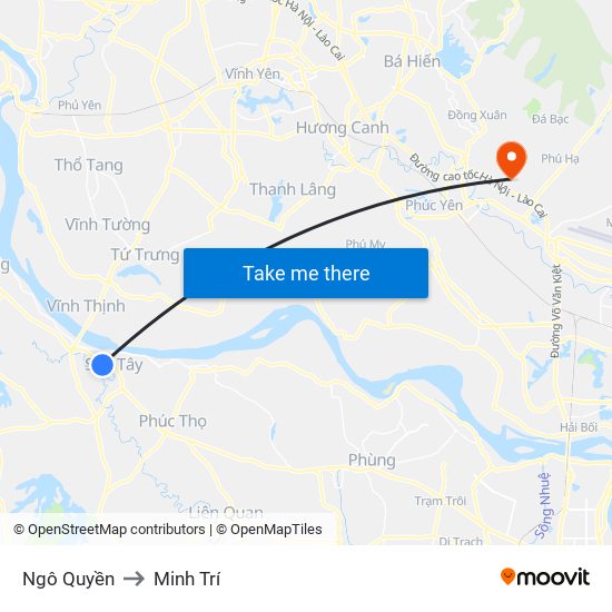 Ngô Quyền to Minh Trí map